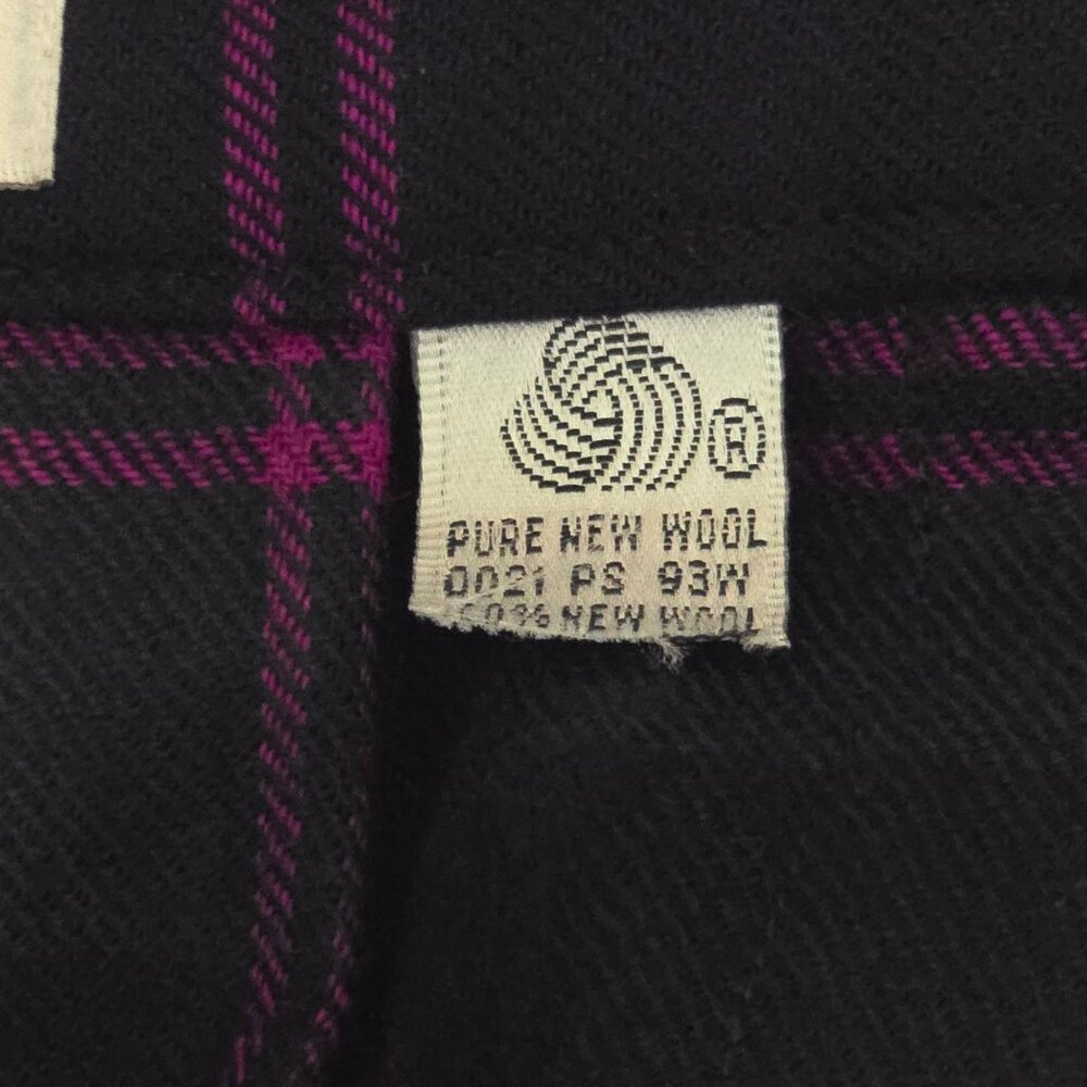 Vtg 90's Valerie Stevens Plaid PURE WOOL Pleated Button Green Purple Skirt - Picture 8 of 8